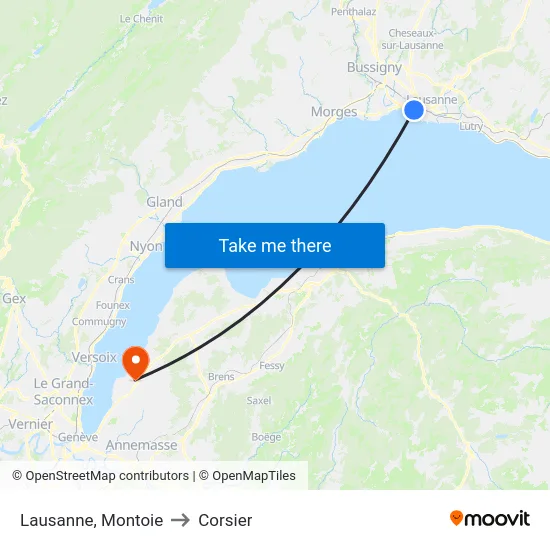 Lausanne, Montoie to Corsier map