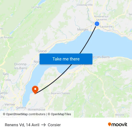 Renens Vd, 14 Avril to Corsier map