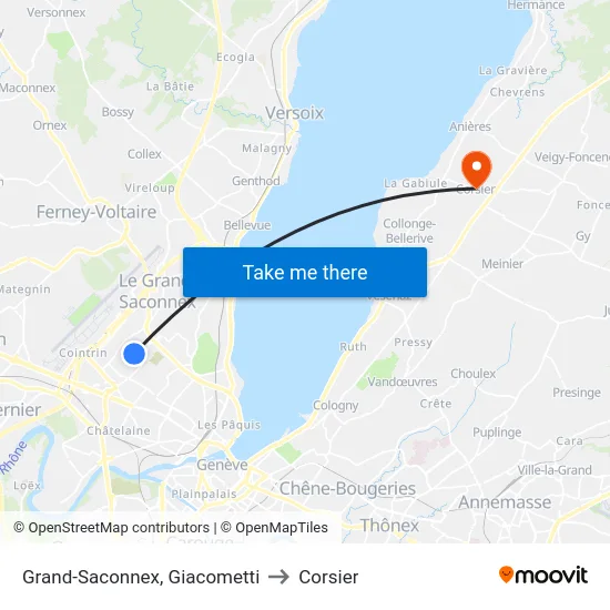 Grand-Saconnex, Giacometti to Corsier map