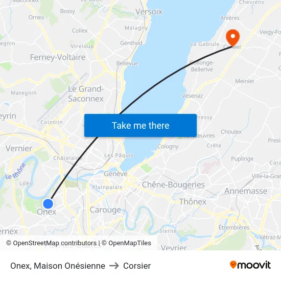 Onex, Maison Onésienne to Corsier map