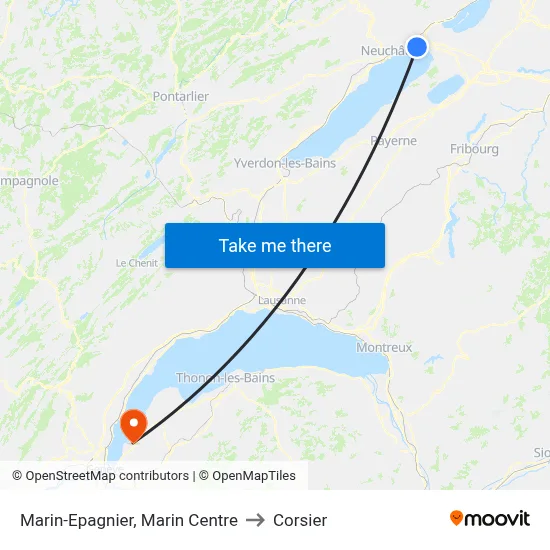 Marin-Epagnier, Marin Centre to Corsier map