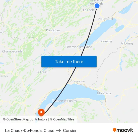La Chaux-De-Fonds, Cluse to Corsier map