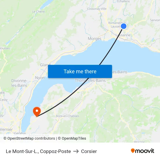Le Mont-Sur-L., Coppoz-Poste to Corsier map