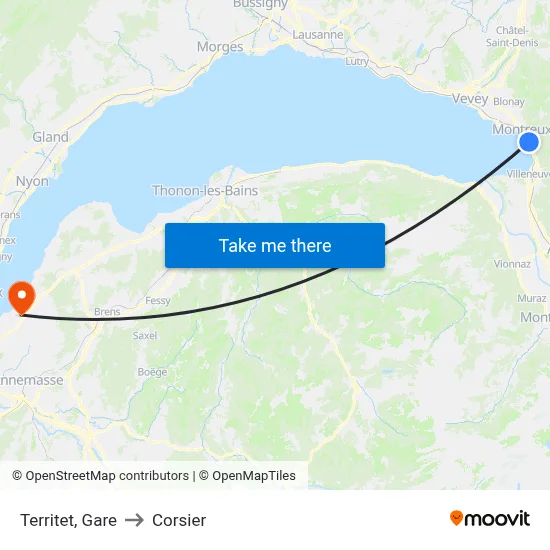 Territet, Gare to Corsier map