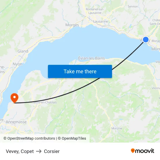 Vevey, Copet to Corsier map