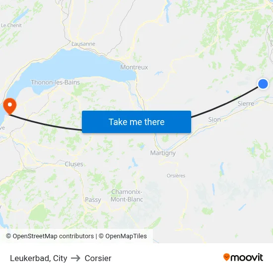 Leukerbad, City to Corsier map