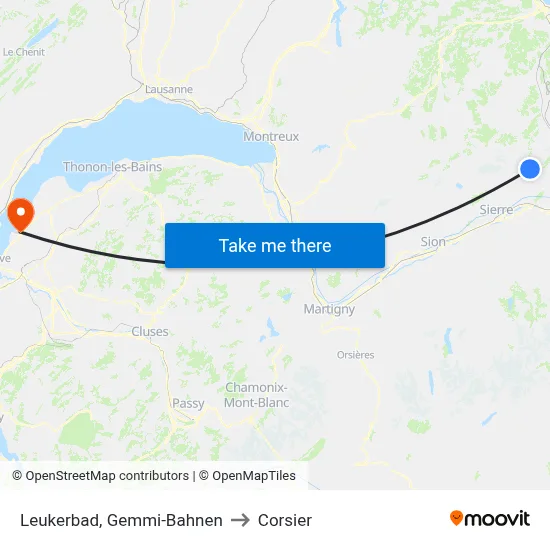 Leukerbad, Gemmi-Bahnen to Corsier map