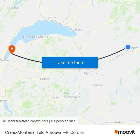 Crans-Montana, Télé Arnouva to Corsier map