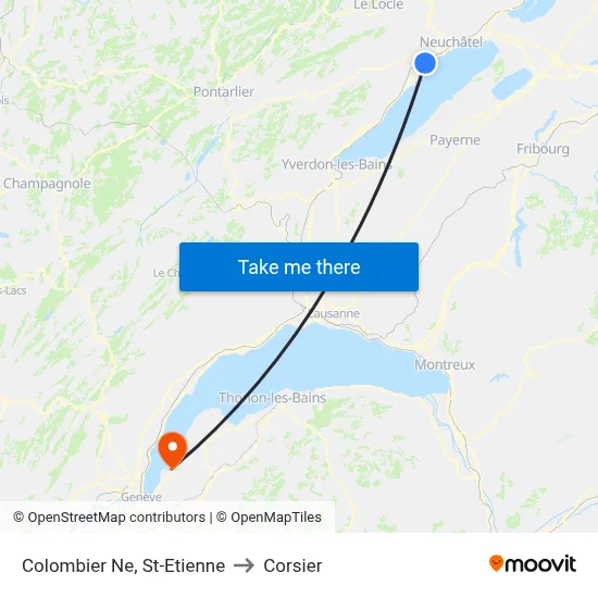 Colombier Ne, St-Etienne to Corsier map