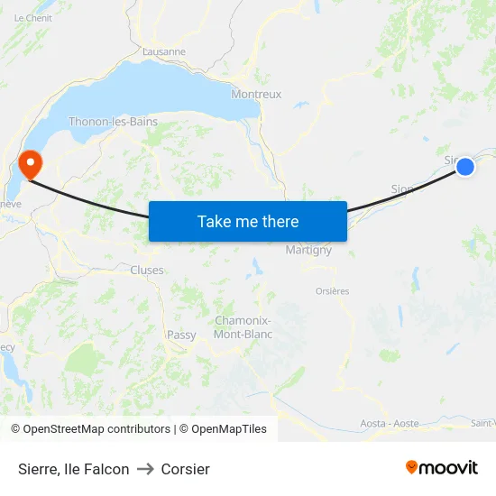 Sierre, Ile Falcon to Corsier map