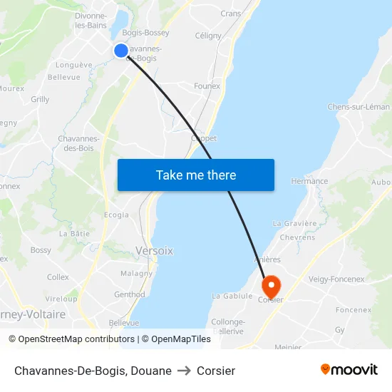 Chavannes-De-Bogis, Douane to Corsier map