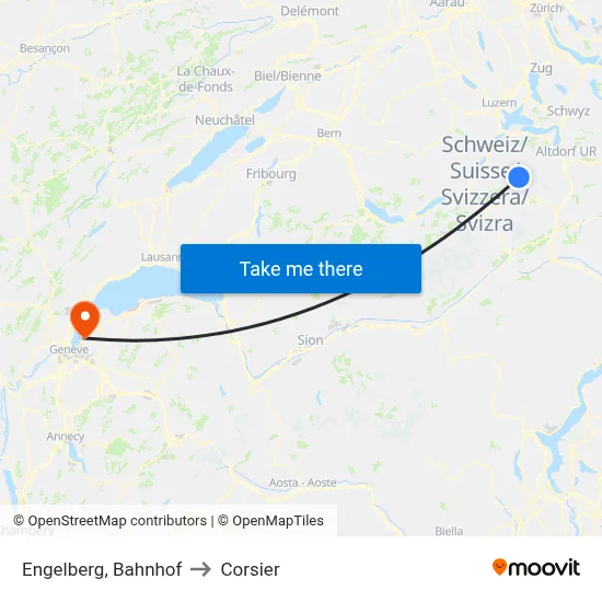 Engelberg, Bahnhof to Corsier map