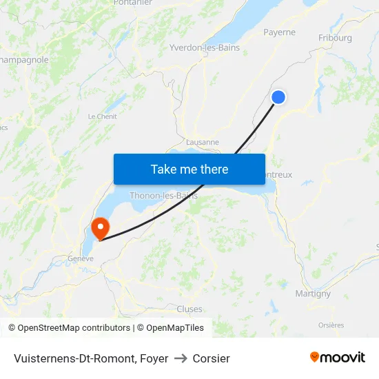 Vuisternens-Dt-Romont, Foyer to Corsier map