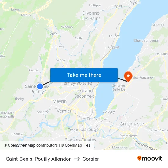 Saint-Genis, Pouilly Allondon to Corsier map