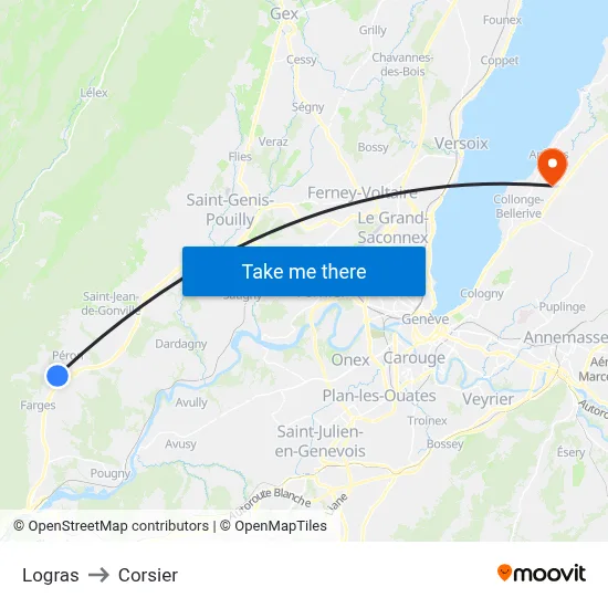 Logras to Corsier map