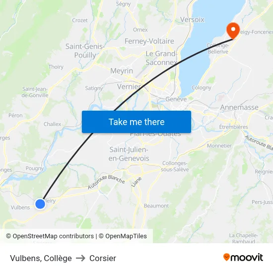 Vulbens, Collège to Corsier map