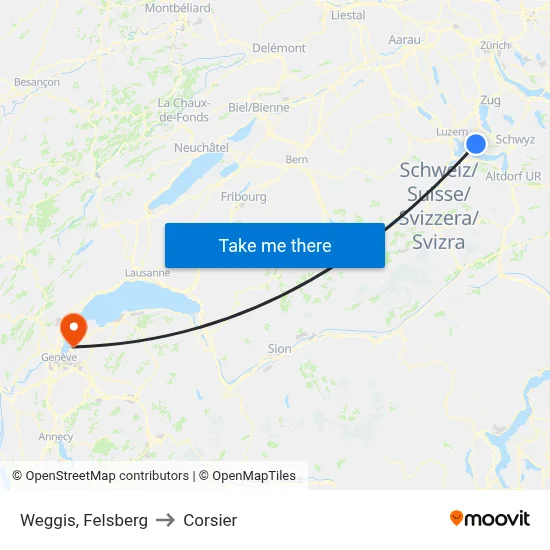 Weggis, Felsberg to Corsier map