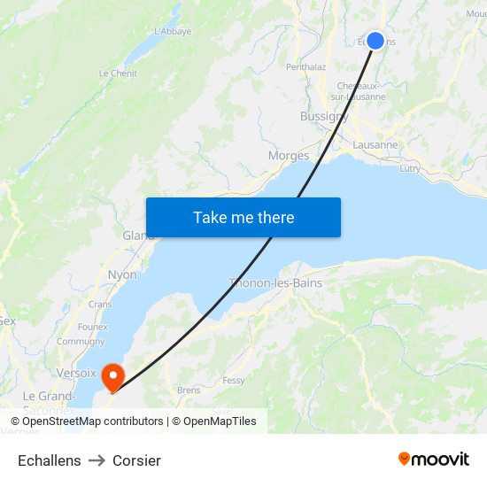 Echallens to Corsier map