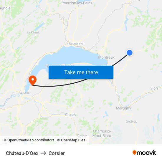 Château-D'Oex to Corsier map