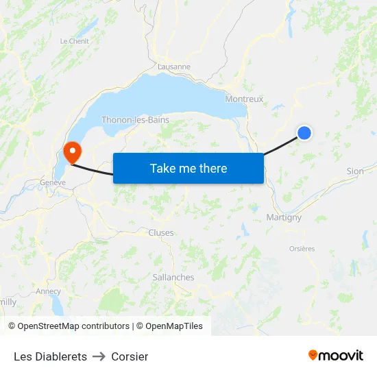 Les Diablerets to Corsier map