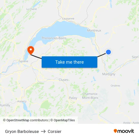 Gryon Barboleuse to Corsier map