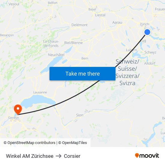 Winkel AM Zürichsee to Corsier map