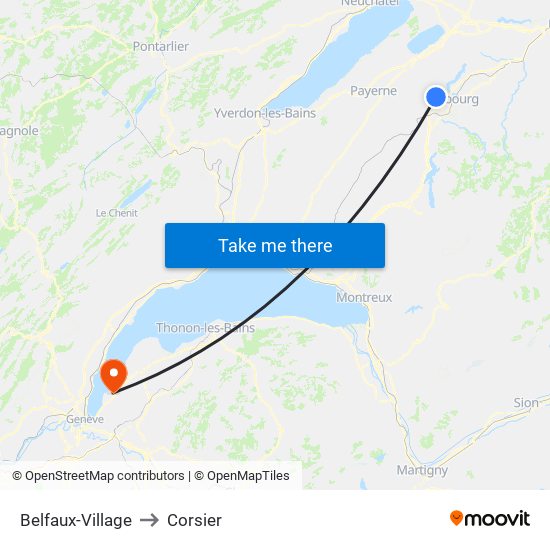 Belfaux-Village to Corsier map