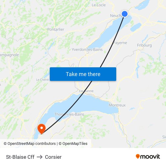 St-Blaise Cff to Corsier map