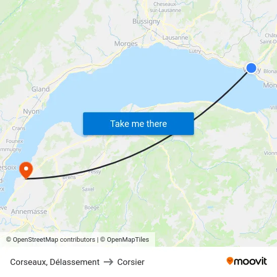 Corseaux, Délassement to Corsier map