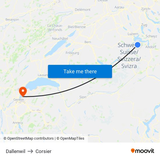 Dallenwil to Corsier map