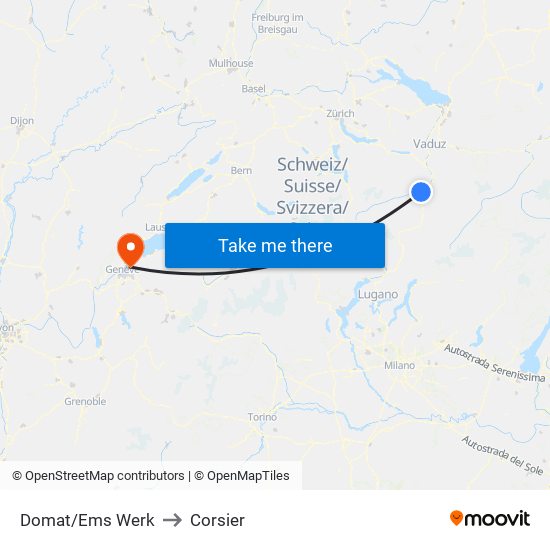 Domat/Ems Werk to Corsier map