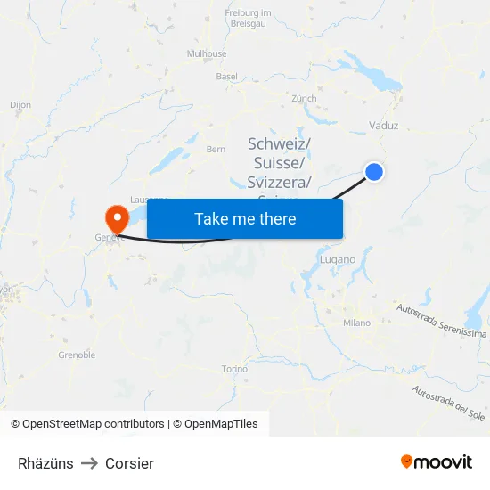 Rhäzüns to Corsier map