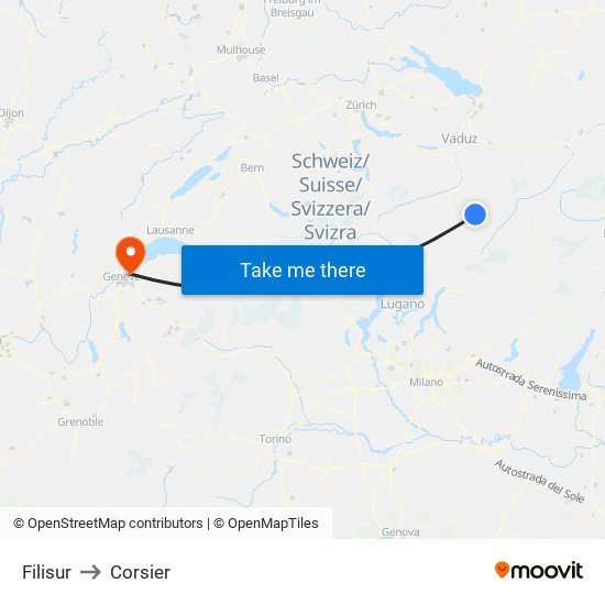 Filisur to Corsier map