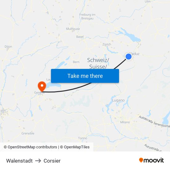 Walenstadt to Corsier map