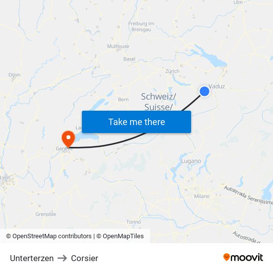 Unterterzen to Corsier map