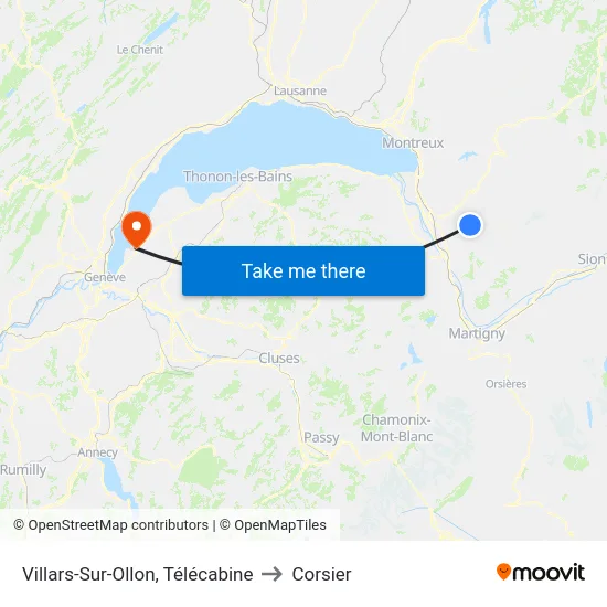 Villars-Sur-Ollon, Télécabine to Corsier map