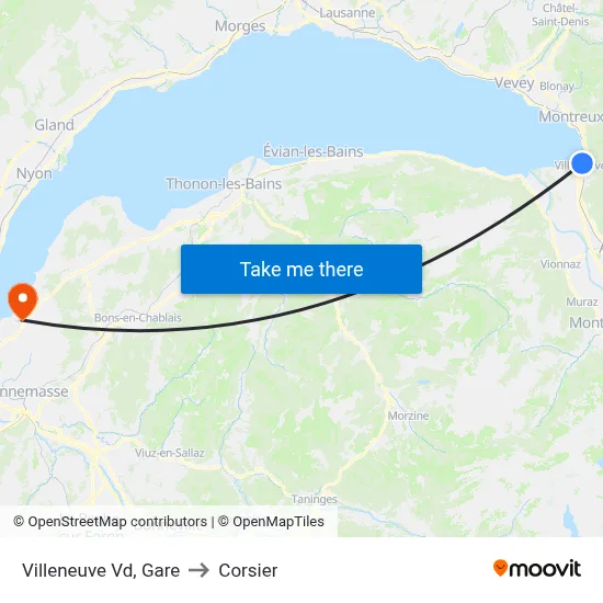 Villeneuve Vd, Gare to Corsier map