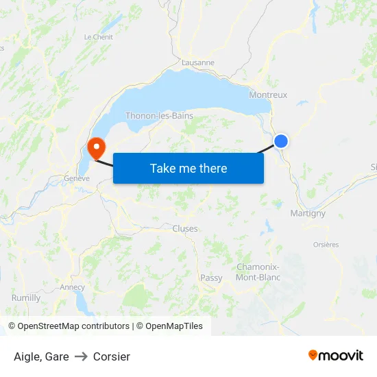 Aigle, Marjolin to Corsier map