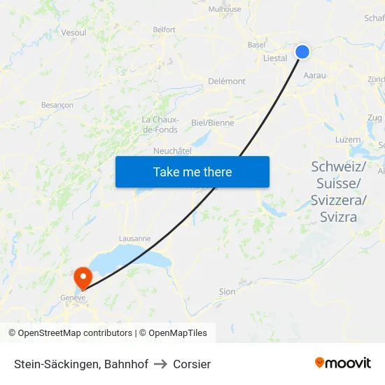 Stein-Säckingen, Bahnhof to Corsier map