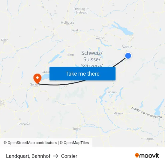Landquart, Bahnhof to Corsier map