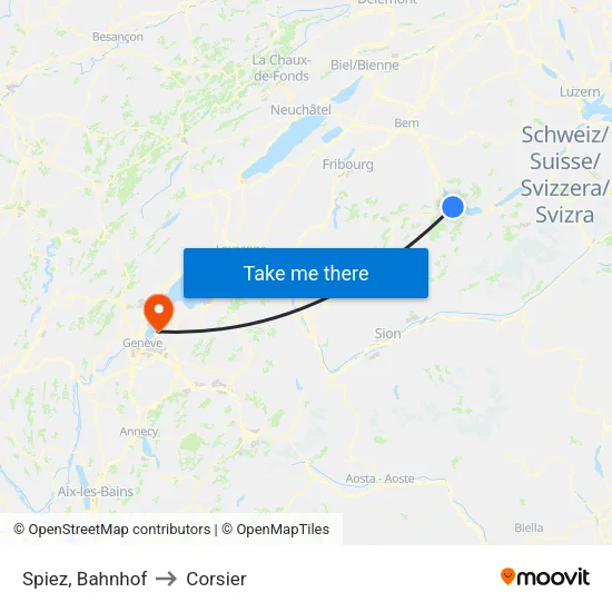 Spiez, Bahnhof to Corsier map
