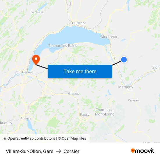 Villars-Sur-Ollon, Gare to Corsier map
