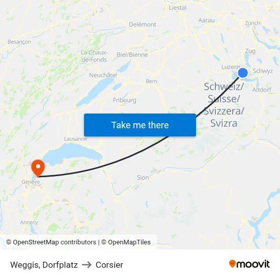 Weggis, Dorfplatz to Corsier map