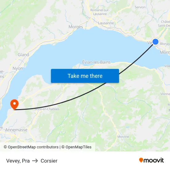 Vevey, Pra to Corsier map