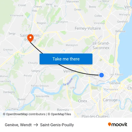 Genève, Wendt to Saint-Genis-Pouilly map
