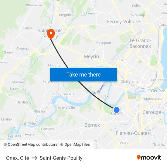 Onex, Cité to Saint-Genis-Pouilly map