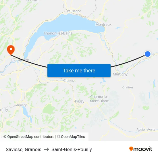 Savièse, Granois to Saint-Genis-Pouilly map