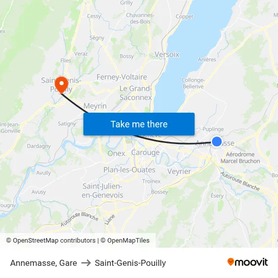 Annemasse, Gare to Saint-Genis-Pouilly map