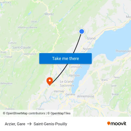 Arzier, Gare to Saint-Genis-Pouilly map