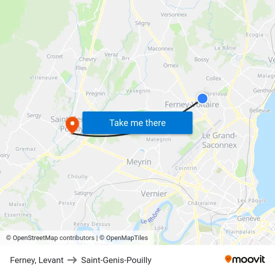 Ferney, Levant to Saint-Genis-Pouilly map